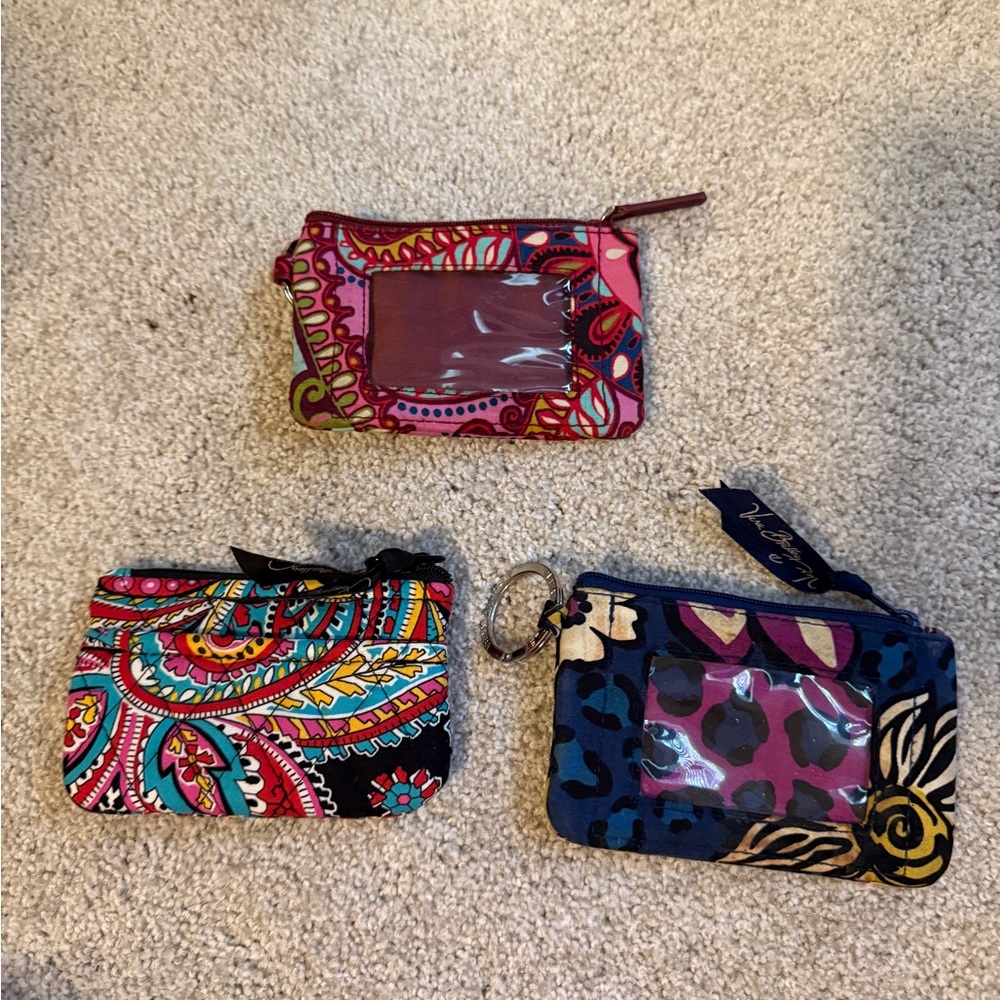 Vera Bradley Pink and Blue Wallet Set with Floral Charm